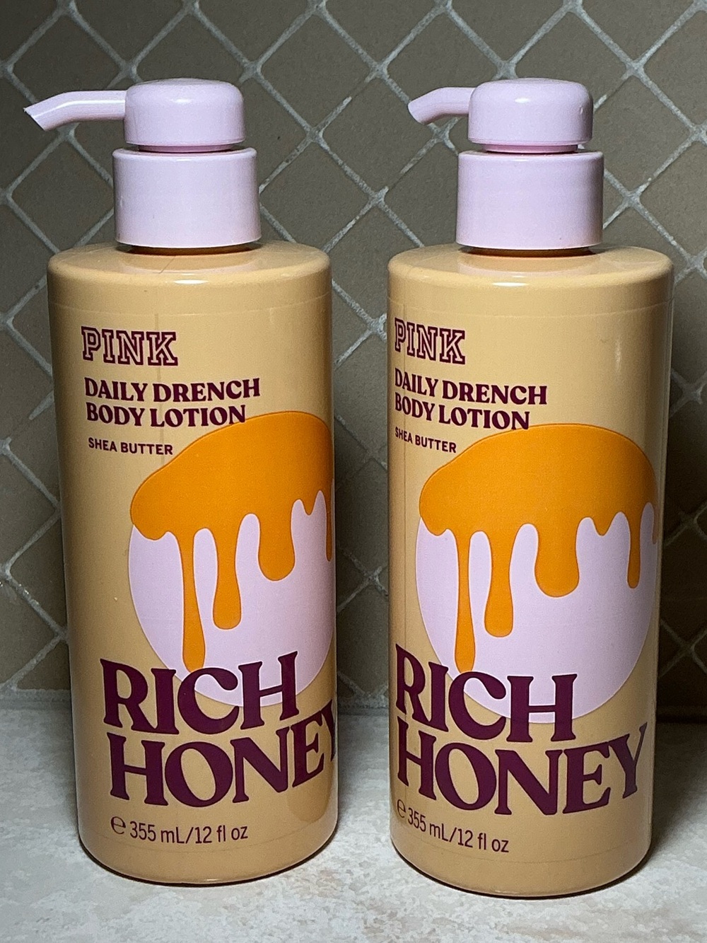 PINK Rich Honey Daily Drench Body Lotion 12 oz Set of 2 NEW